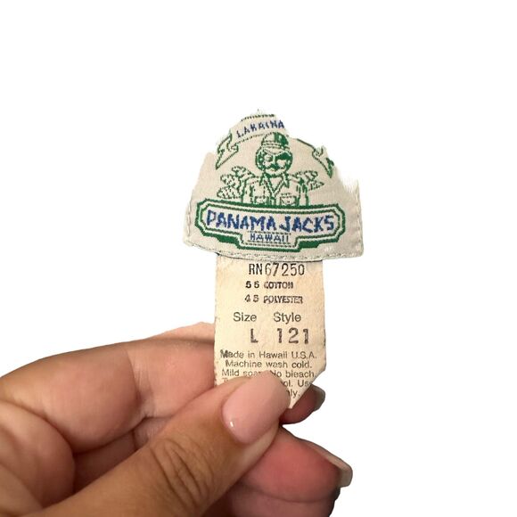 PANAMA‎ JACKS Hawaiian Button Down Shirt Vintage Sz Large - Picture 4 of 4